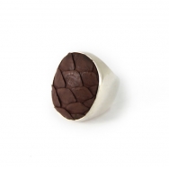 Python Oval Silver Ring chocolate